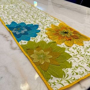 Pier 1 Appliqué Table Runner in Yellow/Blue/Green